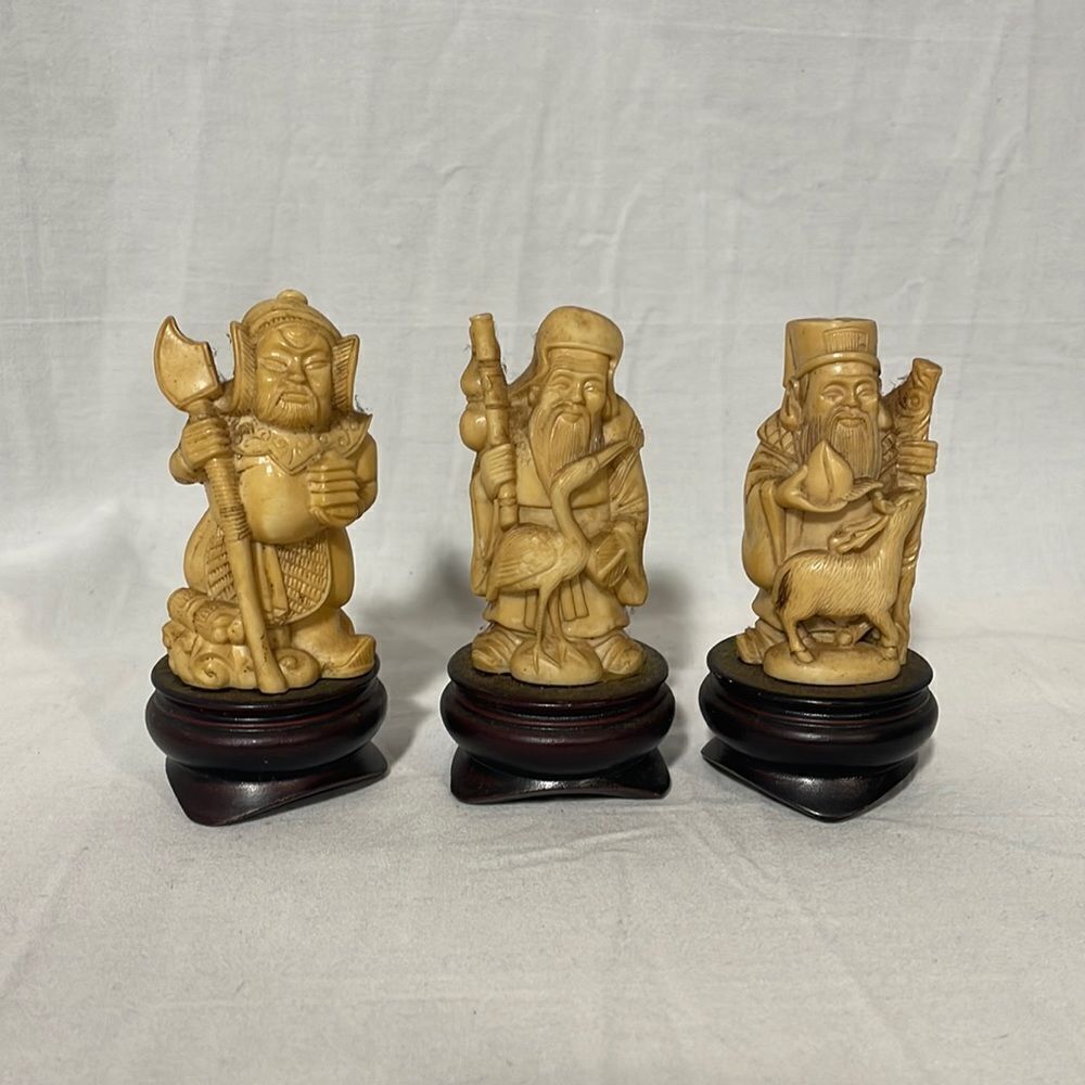 Three Japanese  lucky gods figurines